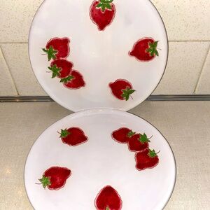 Vintage dessert‎ Salad Plates Set (2) Strawberries Strawberry Made In Italy
